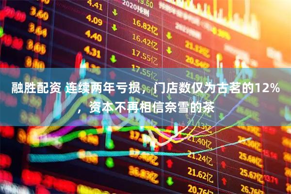 融胜配资 连续两年亏损，门店数仅为古茗的12%，资本不再相信奈雪的茶